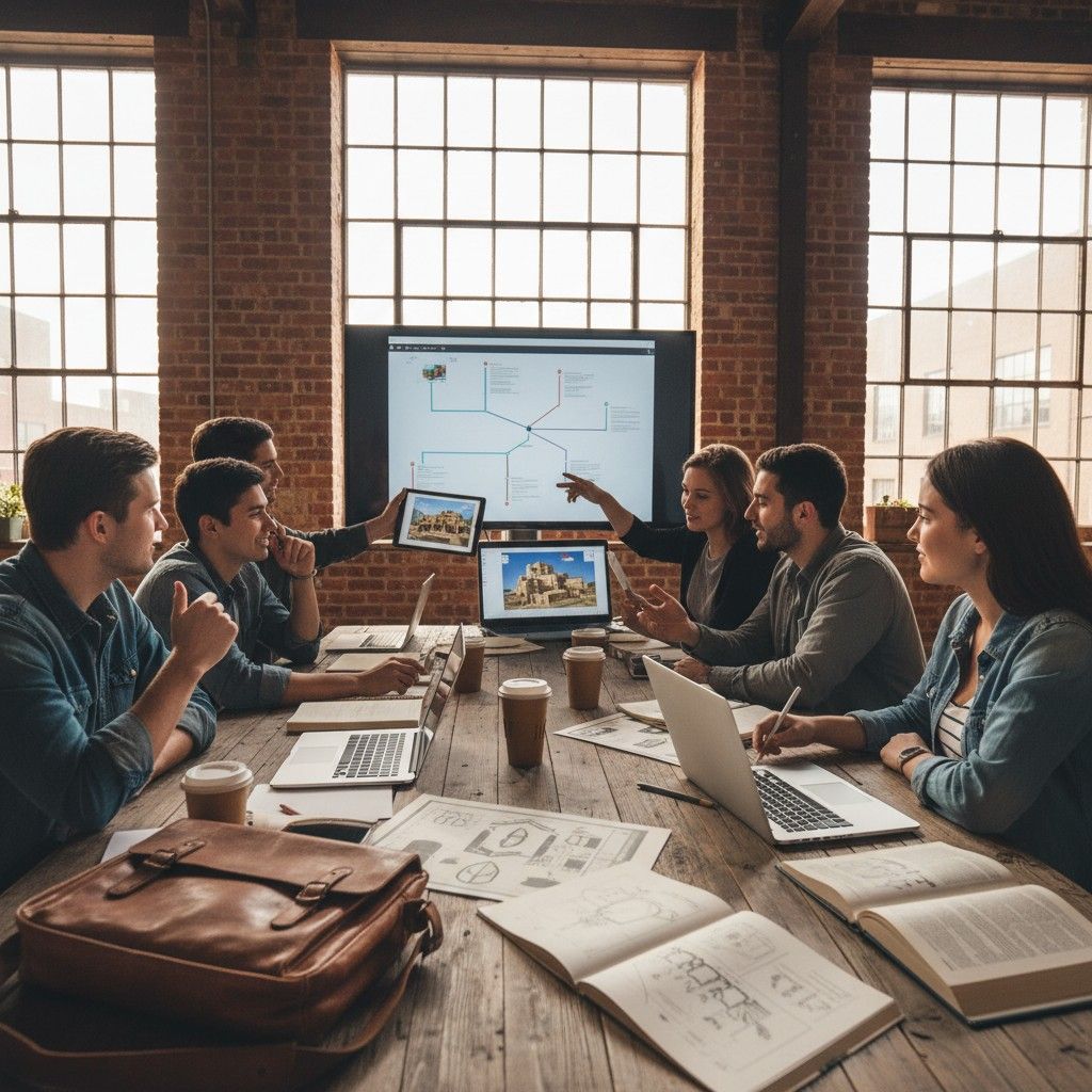 Students collaborating in modern study area